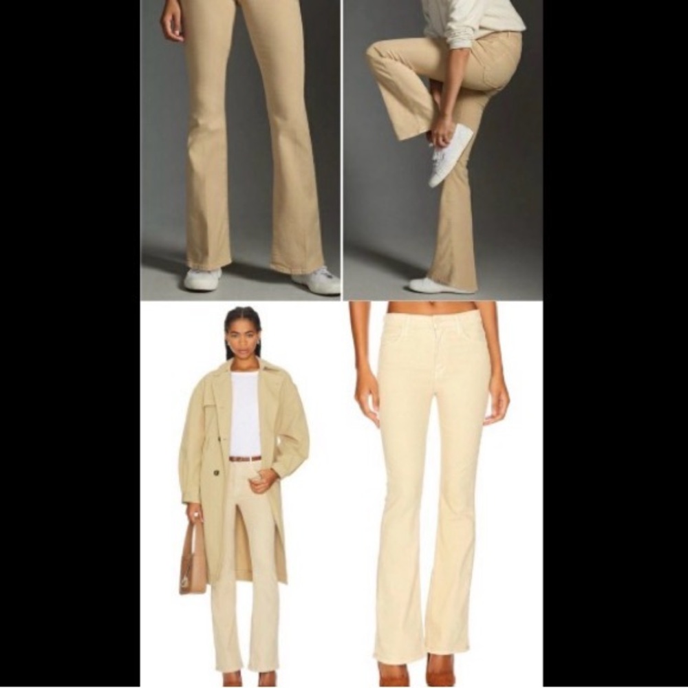 Mother The Weekender Beige Flare Jean in Chalk It Up 28 EUC